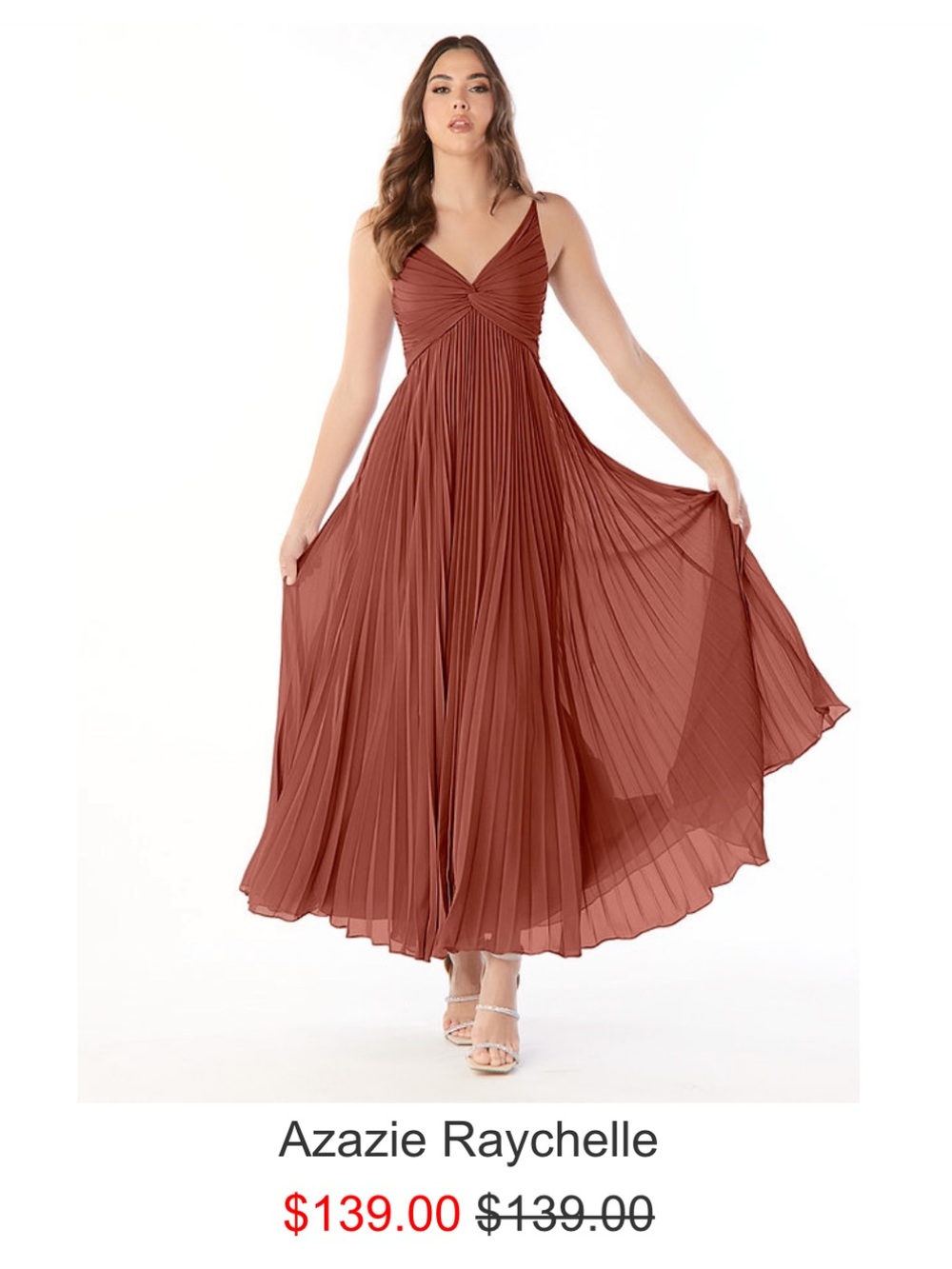 Azazie Raychelle Women’s Pleated Rust Bridesmaid Dress Size A12